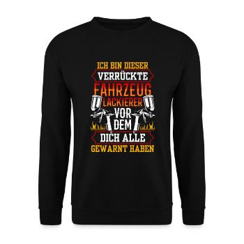 Legendärer Fahrzeuglackierer Lackierer - Unisex Pullover - Schwarz - Vorne - Alina (178cm) & Michal (187cm)