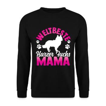 Beste Harzer Fuchs Mama altdeutscher Hütefuchs - Unisex Pullover - Schwarz - Vorne - Alina (178cm) & Michal (187cm)
