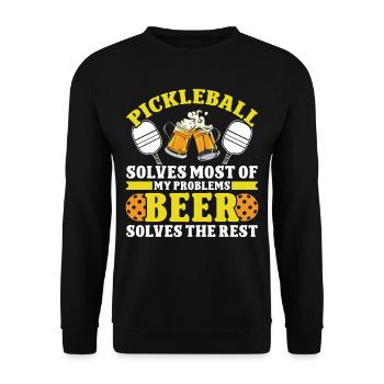 Pickleball and Beer - Unisex Pullover - Schwarz - Vorne - Alina (178cm) & Michal (187cm)