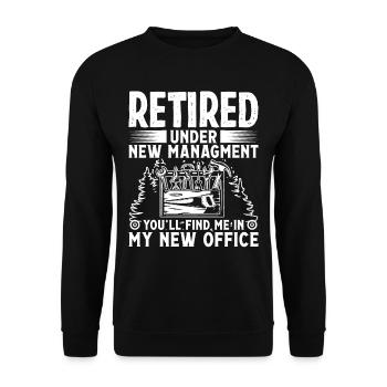 Retired under new Managment you find me - Unisex Sweatshirt - black - Front - Alina (178cm) & Michal (187cm)
