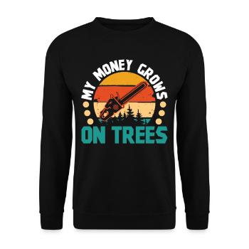 My Money grows in Trees - Unisex Sweatshirt - black - Front - Alina (178cm) & Michal (187cm)