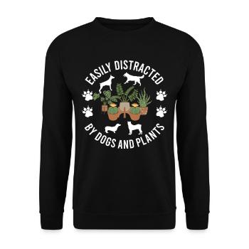 Facilement distrait par les chiens et les plantes - Sweat-shirt Unisexe - noir - Devant - Alina (178cm) & Michal (187cm)