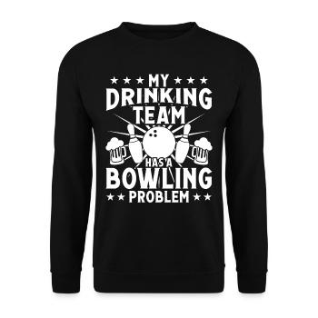 My Drinkingteam has a Bowling Problem - Unisex Sweatshirt - black - Front - Alina (178cm) & Michal (187cm)