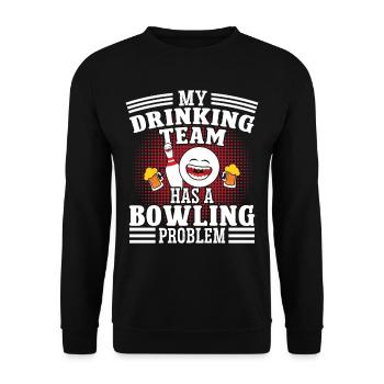 My Drinkingteam has a Bowling Problem - Unisex Sweatshirt - black - Front - Alina (178cm) & Michal (187cm)