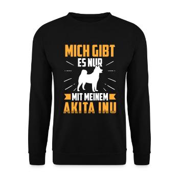 Nur mit meinem Akita Inu japanischer Akita Inu - Unisex Pullover - Schwarz - Vorne - Alina (178cm) & Michal (187cm)