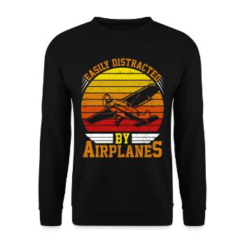 pilot lustiger Spruch - Unisex Pullover - Schwarz - Vorne - Alina (178cm) & Michal (187cm)