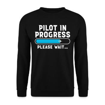 Pilot in Progress please Wait - Unisex Pullover - Schwarz - Vorne - Alina (178cm) & Michal (187cm)