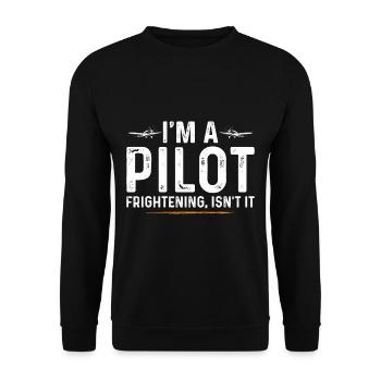 Funny Aviator saying - Unisex Pullover - Schwarz - Vorne - Alina (178cm) & Michal (187cm)