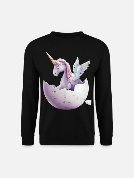 Baby Einhorn schlüpft aus Ei - Unisex Pullover - Schwarz