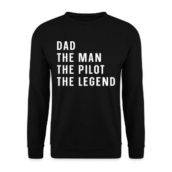 Dad Man Airplane saying - Unisex Pullover - Schwarz - Vorne - Alina (178cm) & Michal (187cm)