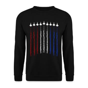 Airplane Plane USA Flag - Unisex Pullover - Schwarz - Vorne - Alina (178cm) & Michal (187cm)