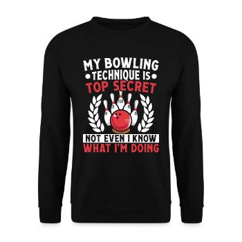 my Bowling Technique Bowling Design - Unisex Pullover - Schwarz - Vorne - Alina (178cm) & Michal (187cm)