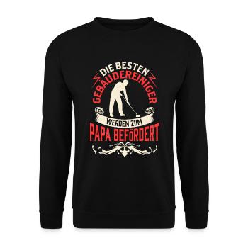 Gebäudereiniger wird zum Papa Fensterputzer - Unisex Pullover - Schwarz - Vorne - Alina (178cm) & Michal (187cm)