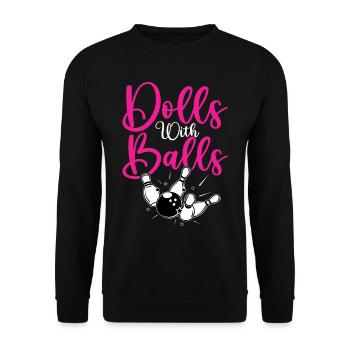 Dolls with Balls - Unisex Pullover - Schwarz - Vorne - Alina (178cm) & Michal (187cm)