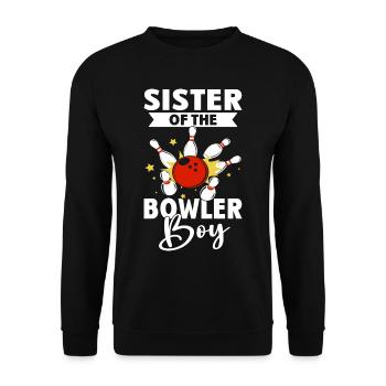 Sister of the Bowler Boy - Unisex Pullover - Schwarz - Vorne - Alina (178cm) & Michal (187cm)