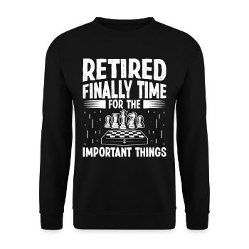 Retiré enfin Il est temps pour l’important - Sweat-shirt Unisexe - noir - Devant - Alina (178cm) & Michal (187cm)
