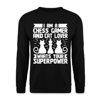 I'm a Chess Gamer and Cat lover - Unisex Sweatshirt - black - Front - Alina (178cm) & Michal (187cm)