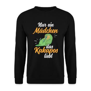 Kakapo nur ein Mädchen Papagei Kakapo - Unisex Pullover - Schwarz - Vorne - Alina (178cm) & Michal (187cm)