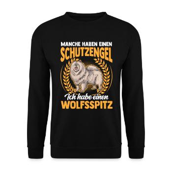 Ich habe einen Wolfsspitz Deutscher Keeshond - Unisex Pullover - Schwarz - Vorne - Alina (178cm) & Michal (187cm)