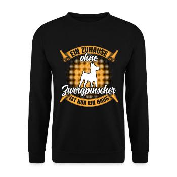 Ohne Zwergpinscher nur ein Haus Rehpinscher - Unisex Pullover - Schwarz - Vorne - Alina (178cm) & Michal (187cm)