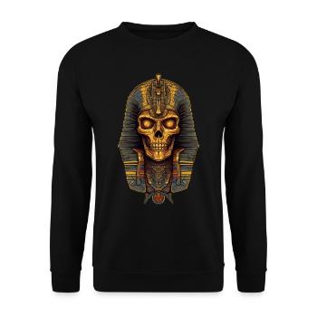 Pharao Ägypten Totenkopf Totenmaske Geschenk - Unisex Pullover - Schwarz - Vorne - Alina (178cm) & Michal (187cm)