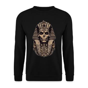 Pharao Ägypten Totenkopf Totenmaske Geschenk - Unisex Pullover - Schwarz - Vorne - Alina (178cm) & Michal (187cm)