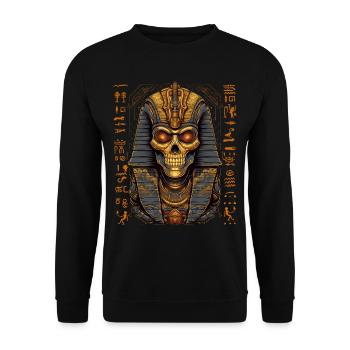 Pharao Ägypten Totenkopf Totenmaske Geschenk - Unisex Pullover - Schwarz - Vorne - Alina (178cm) & Michal (187cm)