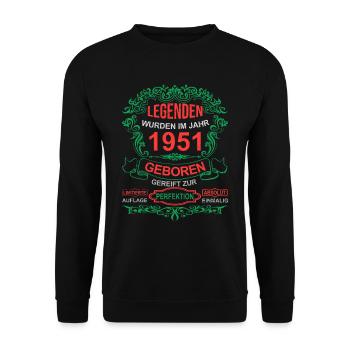 Legenden wurden im Jahr 1951 geboren - Unisex Pullover - Schwarz - Vorne - Alina (178cm) & Michal (187cm)