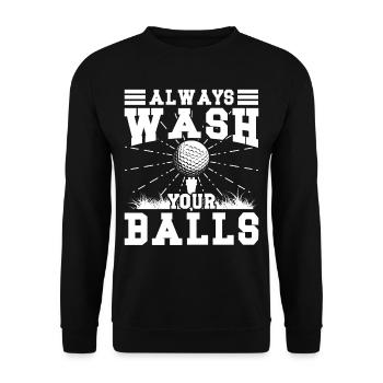 always wash your Balls - Unisex Pullover - Schwarz - Vorne - Alina (178cm) & Michal (187cm)