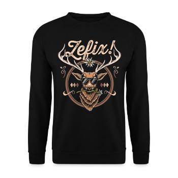 Zefix T-Shirt bayrisch Grantler Trachtenshirt Mann - Unisex Pullover - Schwarz - Vorne - Alina (178cm) & Michal (187cm)
