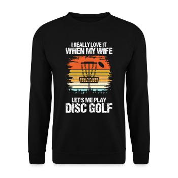Let me play Discgolf - Unisex Sweatshirt - black - Front - Alina (178cm) & Michal (187cm)