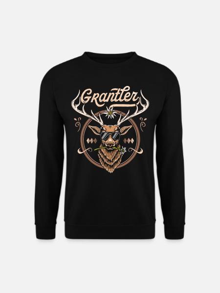 Grantler T-Shirt Herren Trachtenshirt Tracht - Unisex Pullover - Schwarz