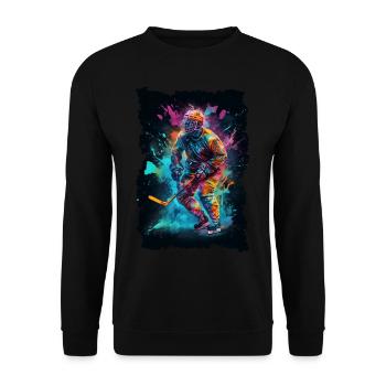 Bunter Eishockey Spieler Geschenk Eishockey Fan - Unisex Pullover - Schwarz - Vorne - Alina (178cm) & Michal (187cm)