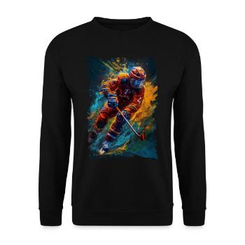 Bunter Eishockey Spieler Geschenk Eishockey Fans - Unisex Pullover - Schwarz - Vorne - Alina (178cm) & Michal (187cm)