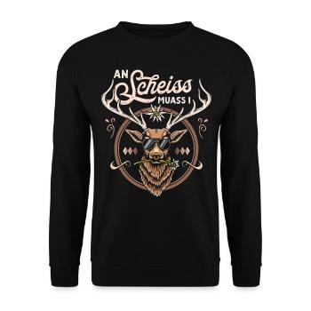 Trachtenshirt Herren Trachten T-Shirt Grantler - Unisex Pullover - Schwarz - Vorne - Alina (178cm) & Michal (187cm)