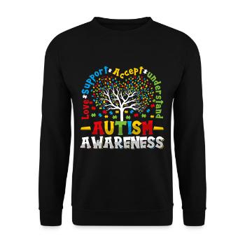 Love support accept understand autism - Unisex Sweatshirt - black - Front - Alina (178cm) & Michal (187cm)