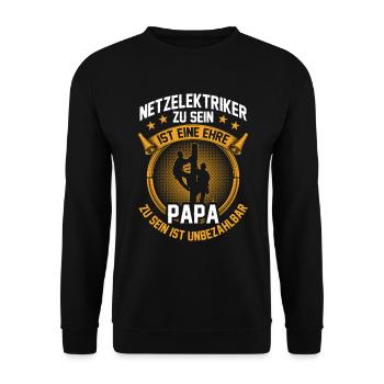 Netzelektriker zu sein ist eine Ehre - Unisex Pullover - Schwarz - Vorne - Alina (178cm) & Michal (187cm)