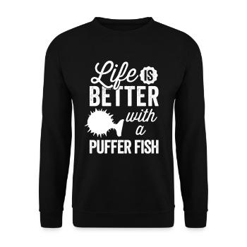 Everything is better with puffer fish Giant puffer fish - Unisex Sweatshirt - black - Front - Alina (178cm) & Michal (187cm)