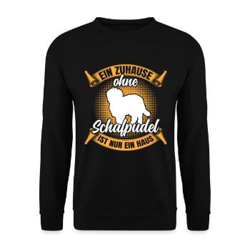 Ohne Schafpudel nur ein Haus Hütepudel - Unisex Pullover - Schwarz - Vorne - Alina (178cm) & Michal (187cm)