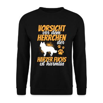 Vorsicht vor Harzer Fuchs altdeutscher Hütefuchs - Unisex Pullover - Schwarz - Vorne - Alina (178cm) & Michal (187cm)