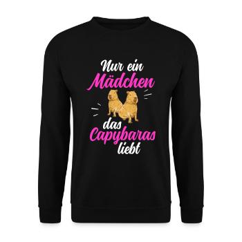 Mädchen mit Capybara Südamerika Wasserschwein - Unisex Pullover - Schwarz - Vorne - Alina (178cm) & Michal (187cm)