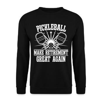 Pickleball Retirement - Unisex Pullover - Schwarz - Vorne - Alina (178cm) & Michal (187cm)