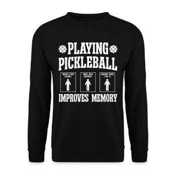 Playing Pickleball improves memory - Unisex Pullover - Schwarz - Vorne - Alina (178cm) & Michal (187cm)