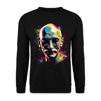 Friedensnobelpreisträger Mahatma Gandhi - Unisex Pullover - Schwarz - Vorne - Alina (178cm) & Michal (187cm)