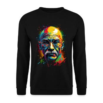 Friedensnobelpreisträger Mahatma Gandhi - Unisex Pullover - Schwarz - Vorne - Alina (178cm) & Michal (187cm)
