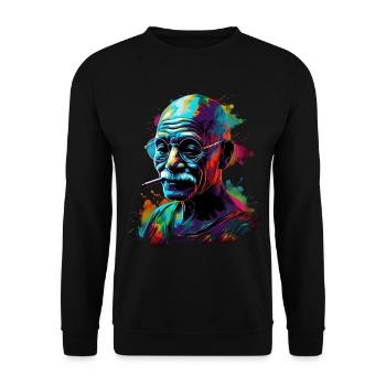 Friedensnobelpreisträger Mahatma Gandhi Geschenk - Unisex Pullover - Schwarz - Vorne - Alina (178cm) & Michal (187cm)