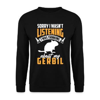 Pensée à mon rongeur gerbille Gerbille - Sweat-shirt Unisexe - noir - Devant - Alina (178cm) & Michal (187cm)