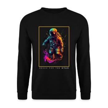 Astronaute abstrait coloré dans un cadeau spatial - Sweat-shirt Unisexe - noir - Devant - Alina (178cm) & Michal (187cm)