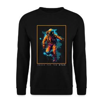 Astronaute abstrait coloré dans un cadeau spatial - Sweat-shirt Unisexe - noir - Devant - Alina (178cm) & Michal (187cm)