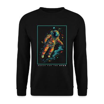 Astronaute abstrait coloré dans l’espace - Sweat-shirt Unisexe - noir - Devant - Alina (178cm) & Michal (187cm)